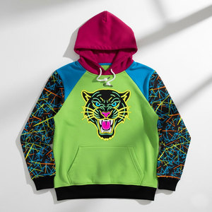 Sweat à capuche unisexe Cyber Tech pour l'hiver, imprimé néon, graphismes de circuits électroniques, haute performance, sublimé, 100% coton - Product Image 6