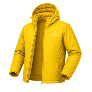 Chaqueta Acolchada con Capucha para Hombre, Color Amarillo Sólido, Impermeable, Resistente al Viento, Aislante para Invierno, Abrigo Térmico para Exteriores, con Cierre Completo, OEM ODM - Product Image 3