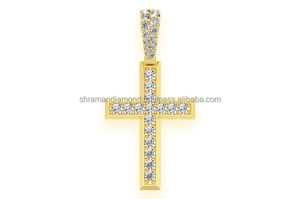 10K <b>Solid</b> <b>Gold</b> Hip Hop Style Iced Jesus Cross <b>Pendant</b> Brilliant Cut Moissanite Diamond Religious Jewelry Gifts with Charms Stud - Product Image 6