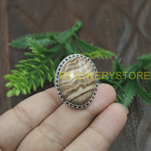จี้หินแจสเปอร์ธรรมชาติทรงรีแบบคาโบชอง ทำด้วยมือจากเงินแท้ 925  เครื่องประดับสไตล์วินเทจโบโฮ ของขวัญสำหรับผู้หญิง - Product Image 5