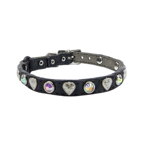 Laisse pour chien en cuir véritable de la plus haute qualité, faite à la main, avec rivets en cristal arc-en-ciel, style mode pour races moyennes, idéale pour mariage et fêtes - Product Image 1