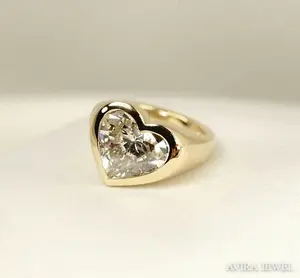 Anillo de Compromiso de Diamante Moissanite Corte Corazón Premium, EF VVS, Chapado en Oro de 10k, 14k, 18k para Mujer, Joyería Nupcial al por Mayor - Product Image 2