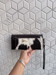 Latest Designer 2026 Hand <b>Tooled</b> Carving <b>Leather</b> Clutch Stylish Hair On Hide Multi Uses Western Women's Wrist Wallets - Product Image 2