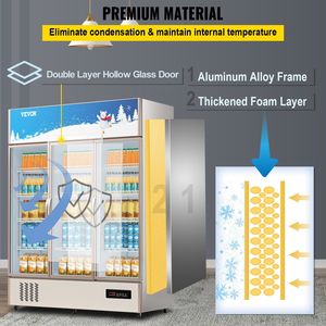 Commerciale 35 mc. ft. Tripla porta a battente verticale per bevande refrigeratore luce LED Display frigo per Home Store palestra ufficio per il vino - Product Image 4