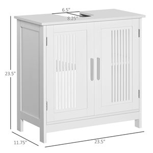 Mobiletto Bianco a 2 Ante Sottolavabo per Bagno, Organizzatore per Mobile Lavabo con Ripiano - Product Image 3