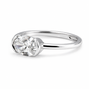 Anillo de compromiso de plata 925 con moissanita y diamante de corte ovalado de medio bisel, certificado GRA, para aniversario - Product Image 3