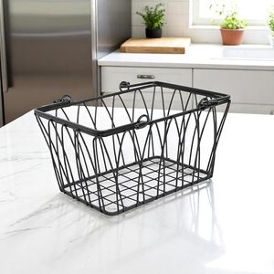 Panier utilitaire polyvalent de 15 pouces en fil d'acier robuste avec poignées courbées pour une prise en main facile, solution de rangement décorative - Product Image 4