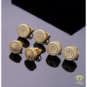 Modernos Pendientes Circulares de Diamantes Cultivados en Laboratorio VVS, Plata de Ley 925 con Engaste de Doble Círculo de Piedras, para Venta al Por Mayor - Product Image 3