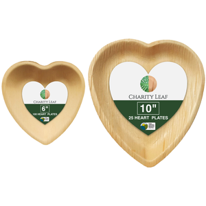 Set per San Valentino - Piatti Usa e Getta a Forma di Cuore in Foglia di Palma Naturale da 6 e 10 Pollici - Product Image 3
