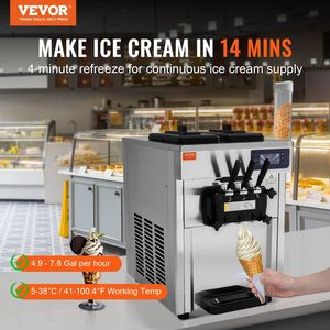 Gelatiera da banco commerciale 1850W 3-Flavor Soft service 2X5,5 l pannello LED cilindro in acciaio inossidabile Auto Clean - Product Image 2
