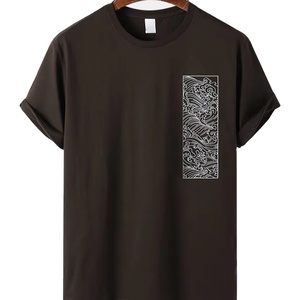 Camiseta informal 100% de algodón con cuello redondo para hombre, camiseta de manga corta prelavada, diseño antibolitas, camiseta de punto con estampado personalizado - Product Image 5