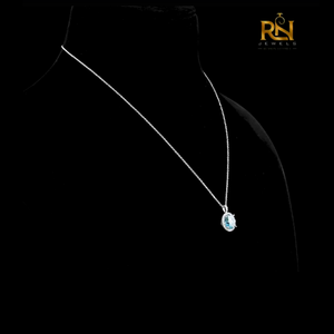 จี้เพชรทรงกลมสีน้ำเงินประดับเพชรแล็บโกรว์ สร้อยคอทองคำแท้ 9K 14K 18K เครื่องประดับชั้นดี - Product Image 3