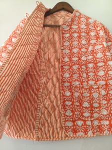 Veste matelassée en coton imprimé floral réversible, faite à la main, style bohème, pour femme, été/hiver - Product Image 4
