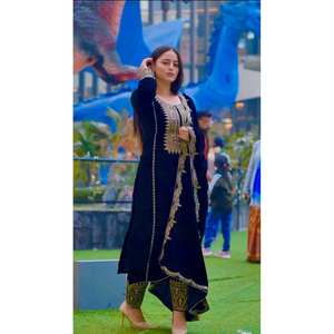 Hermosa ropa de fiesta para mujer Top Bottom Dupatta Set - Product Image 6