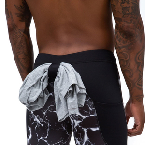 Leggings de Compresión Largos para Hombre, Estampado de Mármol Blanco y Negro, Cintura Elástica, Spandex, Nailon, Ropa Deportiva - Product Image 5