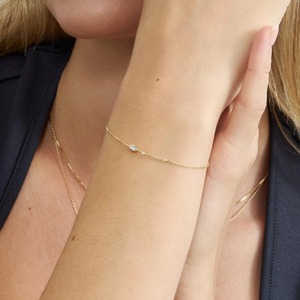 Pulsera de Diamantes Marquise Delicada en Oro Sólido de 14K/18K, 0.08ctw, Certificación IGI, Joyería para Mujer, Cumpleaños, Aniversario, Uso Diario - Product Image 5