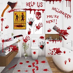 84 autocollants décoratifs Halloween empreintes de mains et de pieds pour fenêtres, sols de salle de bain et toilettes - Product Image 1