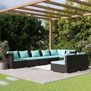 Grand ensemble de salon de jardin modulaire en rotin PE noir - Product Image 1