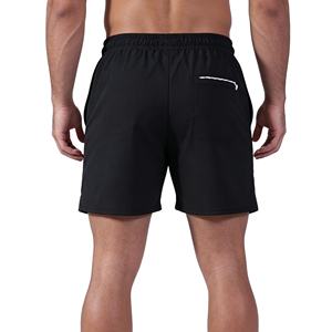 Shorts de bain noirs unis pour hommes, taille mi-haute, cordon de serrage, séchage rapide, décontractés, en polyester/nylon tricoté 220g - Product Image 2