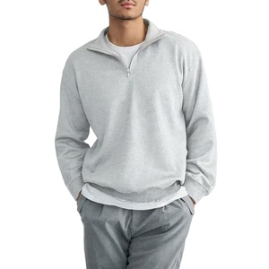 Men's Streetwear Half Zip Pullover Oversized <b>Mock</b> <b>Neck</b> Sweatshirt Plain Cotton Custom Logo Winter Fleece <b>Top</b> - Product Image 1