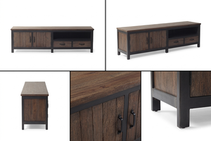 Cómoda Premium Azora Glu TV, Artesanía en Madera Dura, Estilo Contemporáneo Rústico para Apartamento, Acabado con Vetas de Madera Orgánica, Ecológica - Product Image 6