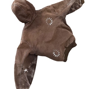 Sweat-shirt à capuche pour homme en jersey délavé avec impression personnalisée OEM ODM sur la manche et patchwork Comfycush - Product Image 2