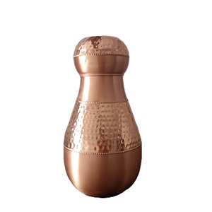 Handmade Copper Water Bottle With <b>Green</b> <b>Velvet</b> Sleeve Vintage Portable Drinkware - Product Image 6