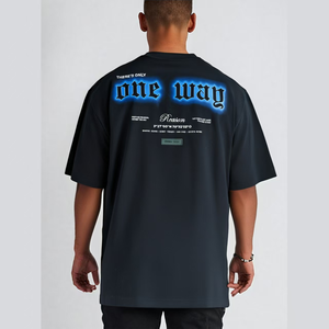 T-shirt pour homme à col rond noir à motif pierre, 100% coton respirant et à séchage rapide - Product Image 1