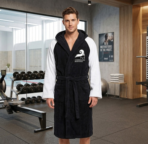 Promo Luxury Sports Bathrobe 100% Cotton Disposable Cooling Unisex with Logo for Fitness Club Gym <b>Boxing</b> Team - Product Image 3