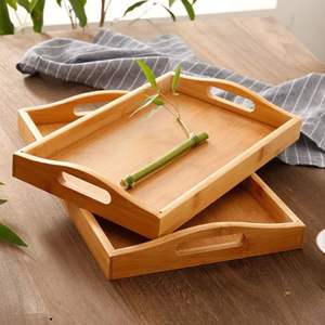 Plateau de service extra large en bois massif avec bords profonds pour un transport sûr des boissons, des repas et de la vaisselle - Product Image 2