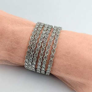 Ensemble de bracelets et de bracelets en pierre de cristal plaqué argent accessoire de bijoux élégant et luxueux - Product Image 1