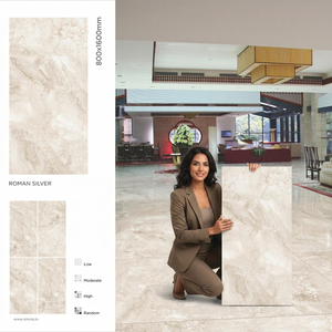 Carreaux de sol et de mur en porcelaine émaillée polie Roman Silver 800x1600mm, design grand format premium - Product Image 1