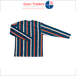 T-shirt à manches longues et col rond en coton et polyester à rayures verticales pour hommes, idéal pour les acheteurs en gros et les tenues décontractées – Vente mondiale - Product Image 5