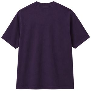 เสื้อยืดโอเวอร์ไซส์สีม่วงเข้มสำหรับผู้ชาย แขนสั้น ผ้าฝ้าย คอกลม พิมพ์ลายกราฟิกที่อก สไตล์ลำลอง สตรีทแวร์ ทรงหลวม แฟชั่นทันสมัย - Product Image 2