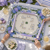 Tapis de Mahjong Américain à Motif Floral Hortensia, Design Original 2026, Carré de 33 Pouces, Néoprène Antidérapant de 2 mm, Décoration de Table, Housse de Table de Jeu