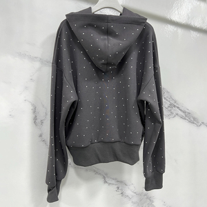 Men Rhinestone Tracksuit Set Zip Up <b>Hoodie</b> Jogger Pants 100% Cotton Streetwear Two Piece Outfit Winter - Product Image 2