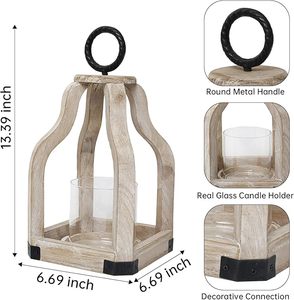 Fabricante OEM de Portavelas de Madera para Interiores con Ventana de Vidrio, Artículo Decorativo para Sala de Estar y Comedor - Product Image 3