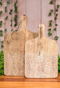 Tabla de Cortar de Bambú Natural Tallada a Mano con Patrón Botánico, Ligera, Duradera, Apta para Alimentos, Paleta de Servir para Cocina - Product Image 3