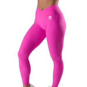 Women Mid Rise Wrap Leggings Malibu Pink High Stretch Yoga Workout Gym Fitness <b>Tummy</b> <b>Control</b> Activewear Pants For Women - Product Image 2