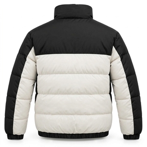 Blouson matelassé homme noir et blanc, col montant, fermeture éclair, manteau d'hiver chaud, décontracté, streetwear, personnalisable, marque privée - Product Image 2