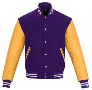 High Quality Letterman Varsity <b>Jackets</b> Wool Body Genuine Leather Sleeves Stand Front Waterproof Winter Wear <b>Smart</b> Stylish Men's - Product Image 5