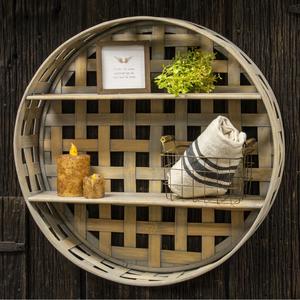Unique Woven Bamboo Round Wall Shelf Decorative Storage <b>Unit</b> for Home Wall Decor Books Towels Reed Diffuser Scented Candle Decor - Product Image 1