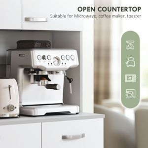 Aparador de Cocina Independiente Blanco de 71 Pulgadas con Vitrina, 6 Gabinetes de Almacenamiento, 3 Estantes Ajustables y Cajón - Product Image 6