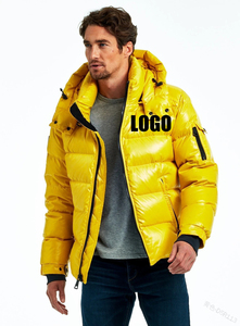 Men Glossy Puffer Jacket Manufacturer Custom Winter Hooded Shiny Down Coat OEM Thermal Outerwear <b>Waterproof</b> <b>Warm</b> Outerwear - Product Image 5