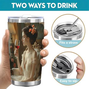 20oz Stainless Steel Tumbler Double Wall <b>Insulated</b> All Season Drink <b>Cup</b> With Lid - Product Image 5