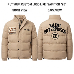 Premium 500gsm Polyester <b>Waterproof</b> Windproof <b>Camouflage</b> Long Puffer <b>Jacket</b> Quilted Panels Stand Collar Front Beige Winter - Product Image 1
