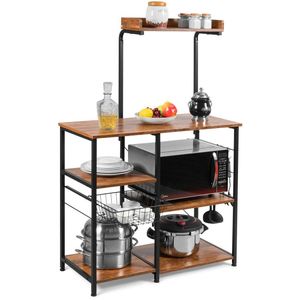 Scaffale da Cucina a 4 Ripiani con Cesto e 5 Ganci per Organizzazione - Product Image 6