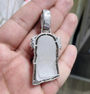 Pendentif Visage de Christ Plaqué Argent avec Diamants Moissanite VS VVS Micro-Sertis, Breloque Religieuse Unisexe, Bijou Tendance Hip Hop - Product Image 6