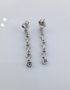 1.06 Cttw Round Cut Color-Enhanced Blue Natural Diamond Drop Dangle <b>Earrings</b> 925 Sterling Silver, <b>Earrings</b> for Women, Push <b>Back</b> - Product Image 6