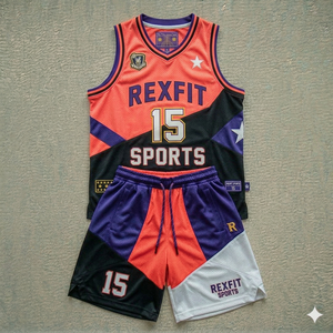 Ensemble d'uniformes de basketball personnalisés REXFIT SPORTS avec logo, pour adultes, en polyester léger, à séchage rapide, vêtements de sport d'entraînement - Product Image 2